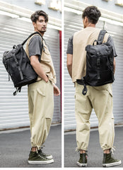 Black Cool Mens Nylon 15 inches Large Student Backpacks Hiking Backpacks Travel Backpacks Laptop Backpack for men - imessengerbags
