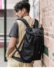 Black Cool Mens Nylon 15 inches Large Student Backpacks Hiking Backpacks Travel Backpacks Laptop Backpack for men - imessengerbags