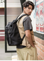 Black Cool Mens Nylon 15 inches Large Student Backpacks Hiking Backpacks Travel Backpacks Laptop Backpack for men - imessengerbags