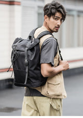 Black Cool Mens Nylon 15 inches Large Student Backpacks Hiking Backpacks Travel Backpacks Laptop Backpack for men - imessengerbags