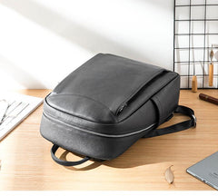 Cool Black Mens Leather Backpacks Travel Backpack 14-inch Laptop Backpack for men - imessengerbags
