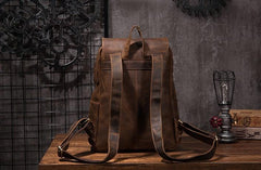 Black Cool Mens Leather 15inch Laptop Backpack Leather School Backpack Travel Backpack for Men - imessengerbags