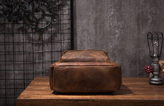 Black Cool Mens Leather 15inch Laptop Backpack Leather School Backpack Travel Backpack for Men - imessengerbags