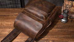 Black Cool Mens Leather 15inch Laptop Backpack Leather School Backpack Travel Backpack for Men - imessengerbags