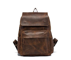 Black Cool Mens Leather 15inch Laptop Backpack Leather School Backpack Travel Backpack for Men - imessengerbags
