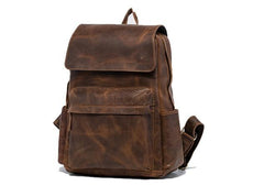 Black Cool Mens Leather 15inch Laptop Backpack Leather School Backpack Travel Backpack for Men - imessengerbags