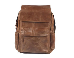 Black Cool Mens Leather 15inch Laptop Backpack Leather School Backpack Travel Backpack for Men - imessengerbags