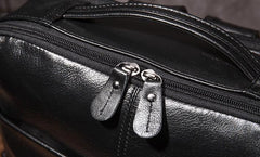 Black Cool Mens Leather Backpack Travel Backpack Leather 15inch Laptop Backpack for Men - imessengerbags