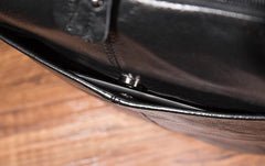 Black Cool Mens Leather Backpack Travel Backpack Leather 15inch Laptop Backpack for Men - imessengerbags