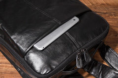 Black Cool Mens Leather Backpack Travel Backpack Leather 15inch Laptop Backpack for Men - imessengerbags