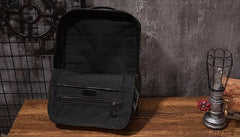 Black Cool Mens Leather Backpack Travel Backpack Leather 15inch Laptop Backpack for Men - imessengerbags