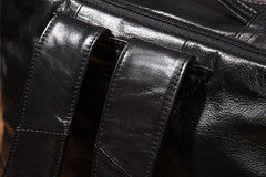 Black Cool Mens Leather Backpack Travel Backpack Leather 15inch Laptop Backpack for Men - imessengerbags