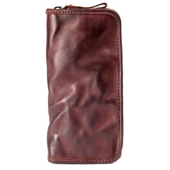 Black Cool Mens Leather long Wallet Brown Leather Zipper Wallet Long Wallets Clutch for Men