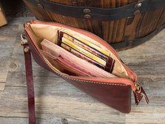 Black Cool Mens long Wallet Wristlet Bag Clutch Bag Red Brown Long Wallets for Men - imessengerbags