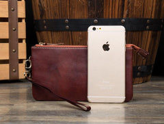 Black Cool Mens long Wallet Wristlet Bag Clutch Bag Red Brown Long Wallets for Men - imessengerbags