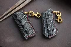 Black Crocodile Leather Mens Disposable Lighter Case Lighter Holder with Belt Clip For Men