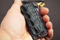 Black Crocodile Leather Mens Disposable Lighter Case Lighter Holder with Belt Clip For Men - imessengerbags