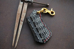 Black Crocodile Leather Mens Disposable Lighter Case Lighter Holder with Belt Clip For Men - imessengerbags