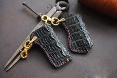 Black Crocodile Leather Mens Disposable Lighter Case Lighter Holder with Belt Clip For Men - imessengerbags
