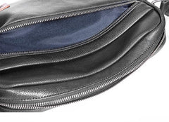 Black Fashion Leather Mens 10 inches Side Bag Black Courier Bag Messenger Bags for Men - imessengerbags