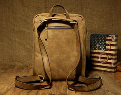 Coffee Cool Mens Leather 13-inch Computer Backpack Brown Satchel Backpacks School Backpacks for men