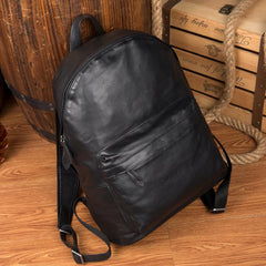 Fashion Black Mens Leather 13-inch Computer Backpacks Cool Travel Backpacks School Backpacks for men - imessengerbags