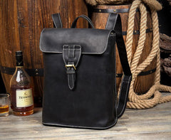 Black Fashion Mens Leather 14-inch Computer Backpack Brown Side Bag Messenger Bag for men - imessengerbags