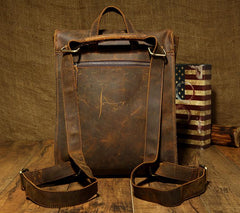 Black Fashion Mens Leather 14-inch Computer Backpack Brown Side Bag Messenger Bag for men - imessengerbags