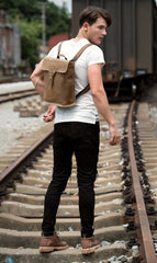 Black Fashion Mens Leather 14-inch Computer Backpack Brown Side Bag Messenger Bag for men - imessengerbags