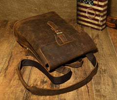 Black Fashion Mens Leather 14-inch Computer Backpack Brown Side Bag Messenger Bag for men - imessengerbags