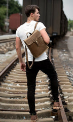 Black Fashion Mens Leather 14-inch Computer Backpack Brown Side Bag Messenger Bag for men - imessengerbags