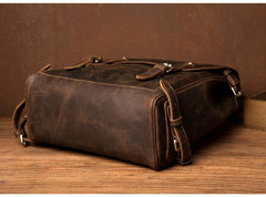 Black Fashion Mens Leather 15-inch Computer Backpack Brown Satchel Backpack School Backpacks for men - imessengerbags