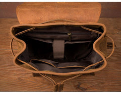 Vintage Brown Fashion Mens Leather 15-inch Computer Backpacks Brown Travel Backpacks School Backpacks for men - imessengerbags