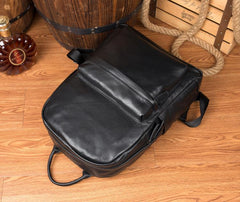 Cool Black Mens Leather 15inches Computer Backpack Fashion Travel Backpack School Backpack for men - imessengerbags