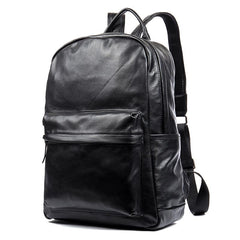 Cool Black Mens Leather 15inches Computer Backpack Fashion Travel Backpack School Backpack for men - imessengerbags