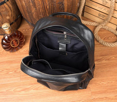 Cool Black Mens Leather 15inches Computer Backpack Fashion Travel Backpack School Backpack for men - imessengerbags