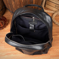 Cool Black Mens Leather 15inches Computer Backpack Fashion Travel Backpack School Backpack for men - imessengerbags