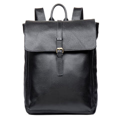 Black Fashion Mens Leather 15-inch Computer Backpacks Cool Satchel Backpacks School Backpacks for men - imessengerbags