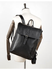Black Fashion Mens Leather 15-inch Computer Backpacks Cool Satchel Backpacks School Backpacks for men - imessengerbags