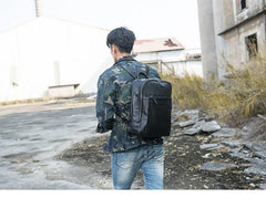 Black Fashion Mens Leather 15-inch Large Business Computer Backpacks Travel Backpacks Black College Backpack for men - imessengerbags