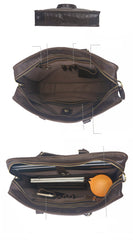 Vintage Black Mens Leather Briefcase Work Handbag Brown 14'' Computer Briefcase For Men - imessengerbags