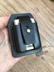 Handmade Black Leather Classic Zippo Lighter Case Standard Zippo Lighter Holder Pouch For Men