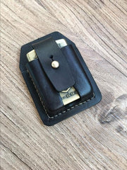 Handmade Black Leather Classic Zippo Lighter Case Standard Zippo Lighter Holder Pouch For Men