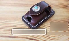 Handmade Mens Black Leather Slim Zippo Lighter Case Slim Zippo Lighter Holder with Belt Clip - imessengerbags