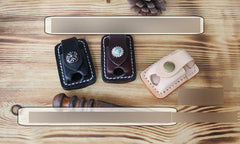 Handmade Mens Black Leather Slim Zippo Lighter Case Slim Zippo Lighter Holder with Belt Clip - imessengerbags