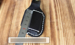 Handmade Mens Black Leather Standard Zippo Lighter Cases Zippo Lighter Holder with Belt Loop