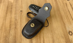 Handmade Black Leather Mens Citroen DS Car Key Case Beige Regal Car Key Holder with Belt Loop/Belt Clip