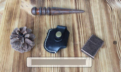 Handmade Mens Black Leather Standard Zippo Lighter Cases Zippo Lighter Holder with Belt Loop