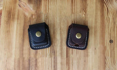 Black Leather Mens Standard Zippo Lighter Case Handmade Zippo Lighter Holder with Belt Clip