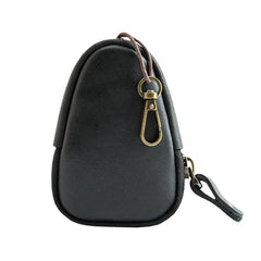 Black Leather Mens Small Car Key Wallet Brown Key Holder Coin Purse For Men - imessengerbags